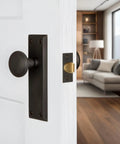 New York Style Door Knob With Plate Classic Round Knob And Long Back Plate For Interior Doors Premium Finish Options In Oil Rubbed Bronze