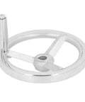 Beefy Cast Iron Lathe Hand Wheel 18 x 200mm with round handle, chrome plated, ideal for milling machines and lathe tools