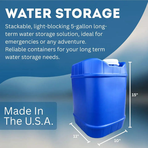 Five Gallon Stackable Water Storage Containers Kit With Ten Lids And Two Spigots, Food Grade Plastic, Eight Tank System