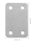 Stainless Steel Flat Corner Brackets For Furniture Repair 12 Pack Mending Plates With 5mm Hole Spacing, showing silver rectangular brace.