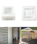 Concrete Brick Molds For DIY Projects Reusable ABS Plastic Square Hollow Block Molds For Garden Walls Pathways Edging And Planters Cement Blocks For Construction And Landscaping, showing front and top view of white ABS molds