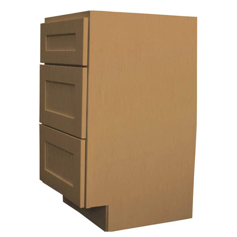 No Fuss Ready To Assemble Shaker Bathroom Vanity Cabinet In Husk Color With Three Spacious Drawers Solid Face Framed All Wood Construction side view