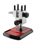 Compact Table Top Mini Vise with 360 Degree Rotatable Clamp and Integrated Parts Tray for Precision DIY Repairs Built Tough Adjustable Steel Small Vice 0.01 To 1.67 Inch Clamping Range for Hobby Models RC Dolls Jewelry Watches, red tray