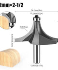 12Mm Shank Tungsten Carbide Corner Round Over Router Bit With Bearing For Precision Woodworking Edge Profiling, 76.2mm size
