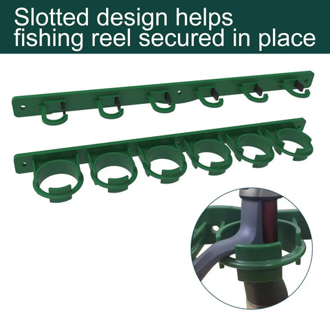 Vertical And Horizontal Fishing Rod Holder Set For Wall, Ceiling, Or Garage, Holds Up To 6 Rod And Reel Combos, Grooved Slots