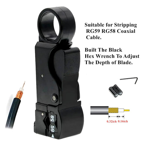 Pro Grade Heavy Duty Coaxial Cable Tool Kit With BNC Crimp Tool For RG58 RG59 RG62 RG174 coaxial cable stripper