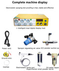 Complete machine display of Dual Digital Display Electrostatic Powder Sprayer 35 Watt Portable Paint Spray Kit with components.