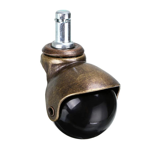 2 Inch Grip Ring Swivel Ball Caster Wheels For Furniture Rolling Chairs Office Chairs Dining Chairs Antique Brass Finish Durable Steel And PP Pack Of 4 Quiet Smooth Wheels With Floor Protection For Hardwood Laminate And Tile Surfaces, close-up