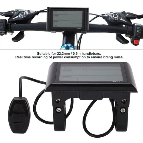 36V 48V Electric Bicycle Display Panel With LCD S900 Real Time Power Meter For E Bike Upgrade Plug And Play Ride Data Readout Includes Battery Power, Power Usage, Voltage, Speed, Trip And More
