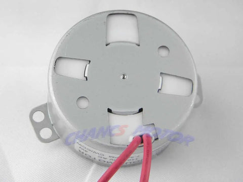 Back view of TYD-50 110V AC Synchronous Motor 8-10 RPM CW CCW Permanent Magnet with metal casing and visible wires.