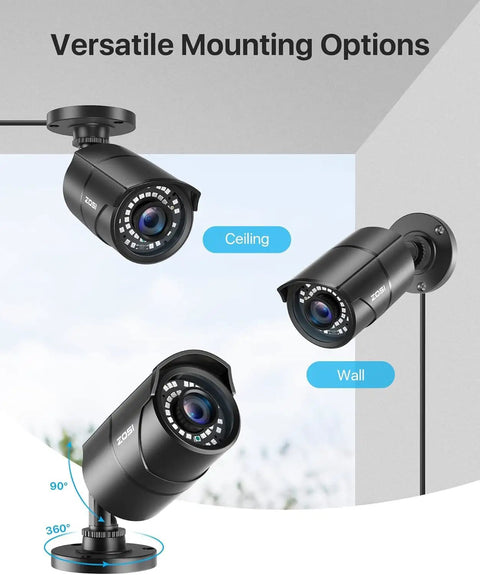 Dope Crystal Clear 1080P 1920TVL Outdoor Indoor Security Camera Bullet showing versatile mounting options