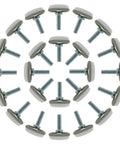 Durable M6 Screw On Leveling Feet For Furniture 24 Pack arranged in a circular pattern