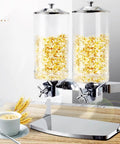 No Fuss Count Controlled Cereal Dispenser And Nut Storage Container Airtight Dry Food Jar With Smooth Twist Dial Holds popcorn in dual jars.