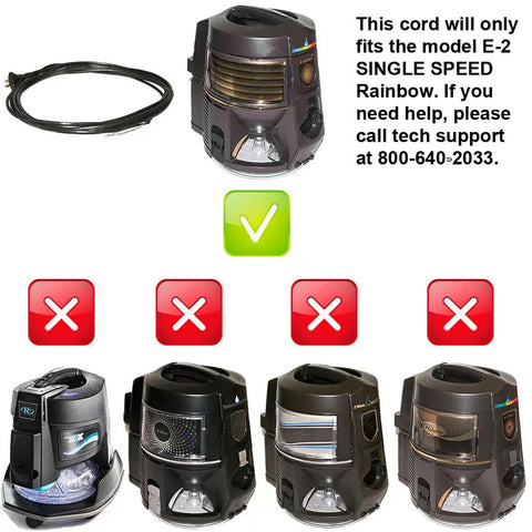OEM Replacement Electric Cord For E-2 E Series Vacuum System 120 Volt Factory Original With 30 Day Warranty shown with models