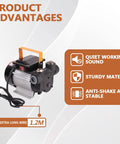 Heavy Duty 110V AC Electric Fuel Transfer Pump 16 GPM Self Priming For Diesel Kerosene Biodiesel With Solid Copper Motor side view showing features.