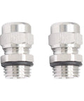 Two Pack NPT Three Eighths Inch Waterproof Stainless Steel Cable Glands Adjustable Four To Eight Millimeter Range Weatherproof Wire Connector Joints