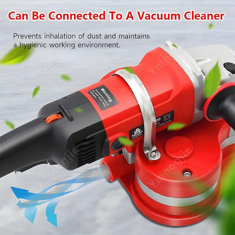 Heavy Duty Tri Head Angle Grinder With 2800W Pure Copper Motor Eight Inch Floor Polisher and Wall Sander Set with vacuum connection feature.