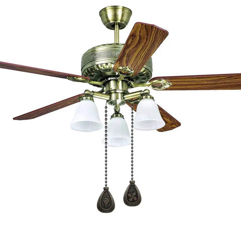 Ceiling fan with wooden blades and bronze pull chain set, featuring Bronze Ceiling Fan Pull Chain Set 12 Inch Beaded Ball Pendant Extender With Connector 2 Pack, Decorative Lighting And Fan Chain Replacement, Durable Zinc Alloy Copper Build, Retro Vibe For All Ceiling Fans.