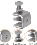 Mini Tiger Clamp Set For Mounting, Boss Heavy Duty Stainless Steel U Clamps And Small Desk G Clamps, close-up of U clamp with threaded hole and detachable screws.