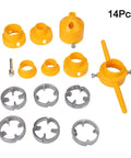 Pro Electric Manual Pvc Pipe Threader Kit With 20Mm And 25Mm And 32Mm Dies For Plumbing Repairs and DIY Projects, 14-piece toolset.