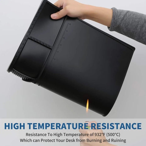 Heavy Duty Pro Grade Magnetic Silicone Soldering Mat being bent, showcasing heat resistance against a flame, 22x14 inch surface.