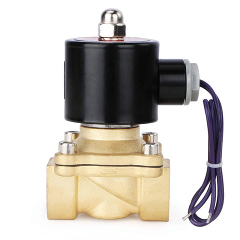 NPT Brass Electric Solenoid Valve 12V DC Normally Closed With Viton Seals 3/4 Inch front view on white background