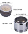 Top Shelf Chrome Faucet Aerators Two Pack components, showing measurements and details of aerator and fitting.
