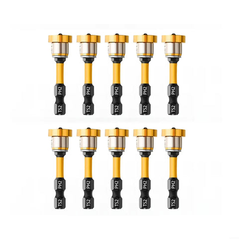 Strictly Straight Nail The Perfect Alignment Drywall Screw Driver Bits With Precision Depth Stop For Hassle Free Gypsum Wallboard And Plasterboard Installations Built Tough For Daily Pro Work - 10 piece yellow steel set