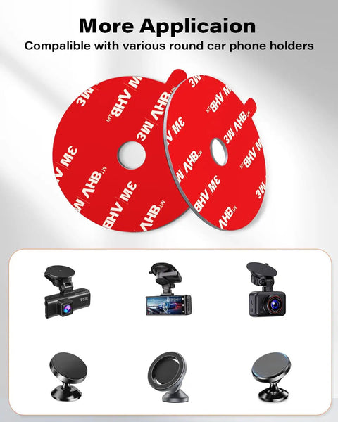 Heavy Duty 3M VHB Dash Cam Adhesive Pads With Electrostatic Film That Stays Put, Heat Resistant 2.15 Inch Round Double Sided Mounts For Windshield And Dashboard, Includes Adhesion Promoters shown with car phone holders