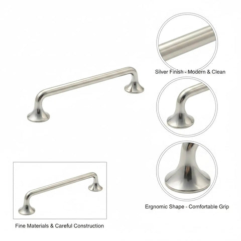 Durable Silver Zinc Alloy Cabinet Pulls For Kitchen Cabinets Drawers And Wardrobes With Silver Finish Single Handle No Fuss Install