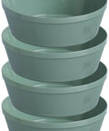 Green bowls from Grub Ready All In One Camp Kitchen Gear 26 Piece Outdoor Cook Set With 4 Qt Pot Lid 8 Inch Fry Pan Plates Bowls Utensils