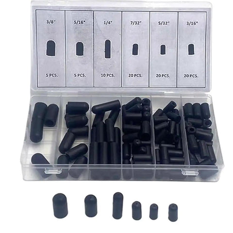 105 Piece Rubber Vacuum Cap Plug Kit With Assorted Hose End Caps For Vacuum Systems Replacement Seals Flexible Rubber Caps