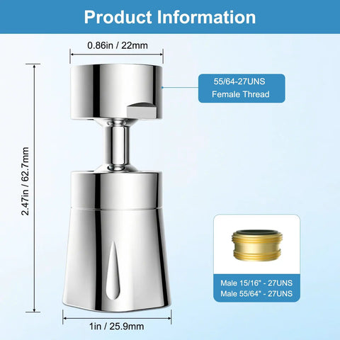 Slick 360 Degrees Swivel Faucet Aerator With Four Spray Modes Heavy Duty Chrome Sink Sprayer Attachment For Kitchen Bathroom Smooth Operator Water Saver Easy Install Design