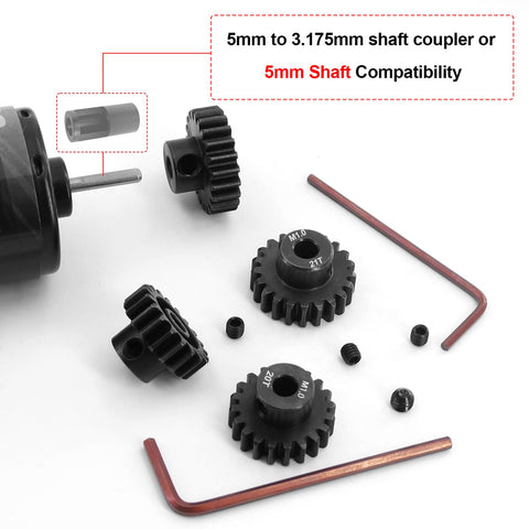 Mod 1 Pinion Gear Set Hardened Steel 5mm Motor Shaft Gears 19T 20T 21T 22T M1 Pitch for RC Cars with tools and screws