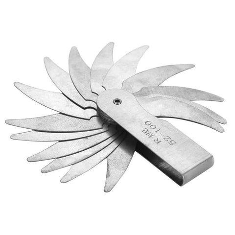 Pro Grade Radius Fillet Gauge With Dual Leaves For External And Internal Convex And Concave Surfaces Easy To Read Markings Dual Leaves Design With Multiple Measuring Ranges For Precise Radius Checks R52 100MM