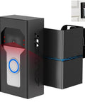 Anti Theft Doorbell Mount, All Metal No Drill Camera Door Mount With USB-C Charging Port, black shell, installed view