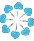 Heart Pendant Shower Curtain Hooks 12 Piece Set Retro Resin Rod Hangers With Easy Glide, blue heart design in circle