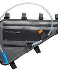 Side view of gray Outpost Elite Frame Bike Bag For Road And Mountain Frames Medium Short with dual external pockets and drain holes.