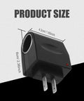 Road Ready 12V To Dc Car Cigarette Lighter Power Adapter With Rugged Abs Shell, showing size 6cm x 4.2cm with plug.
