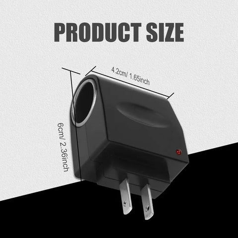 Road Ready 12V To Dc Car Cigarette Lighter Power Adapter With Rugged Abs Shell, showing size 6cm x 4.2cm with plug.