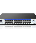 Front view of 24-Port Workhorse Gigabit Ethernet Switch With Plug And Play Setup, Smart Managed Network Hub, VLAN And QoS Ready, Industrial Grade Fan