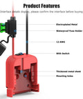 Product features of 18V Battery Adapter Kit For DIY Ride On Cars And RC Toys, showing fuse holder and 12 AWG wiring.