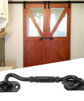 WUUWCHODC Gate Hook and Latch Closure for Cabinet Window Door mounted on wooden sliding door, featuring a rustic black finish.
