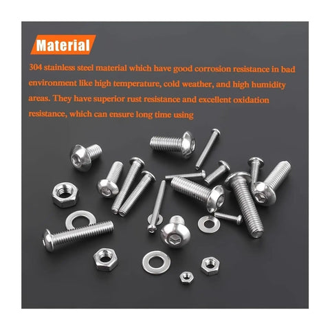 Massive 1280 Piece 304 Stainless Steel Hex Socket Screw And Nut Kit With Five Metric Sizes From M2 To M5 For Quick Durable Repairs And Tight Solid Fastening On Diy Projects And Home Fixes, assorted screws and nuts