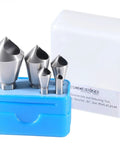Five Piece 82 Degree Zero Flute HSS Countersink And Deburring Tool Set Pilotless Type For Clean Countersinking And Minimal Chatter Sizes Zero Through Four