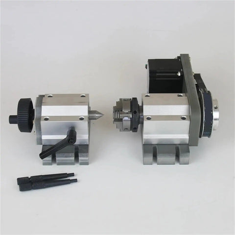 Dead Simple Setup Cnc Rotary Axis Upgrade Fourth A Axis Mounting Kit Utilizing Nema23 Stepper Motor with Three Jaw Chuck.