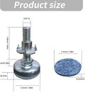 4 Pack Leveling Feet With Grip Base For Furniture Heavy Duty Steel T Nut Adjustable Height Feet dimensions diagram