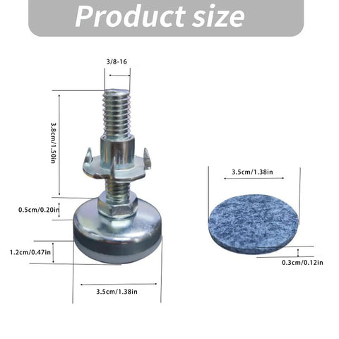 4 Pack Leveling Feet With Grip Base For Furniture Heavy Duty Steel T Nut Adjustable Height Feet dimensions diagram