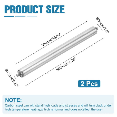 Stainless Steel Conveyor Roller 1.5 Inch Diameter 20 Inch Length Gravity Transmission Replacement Part With Galvanized End Pack Of 2