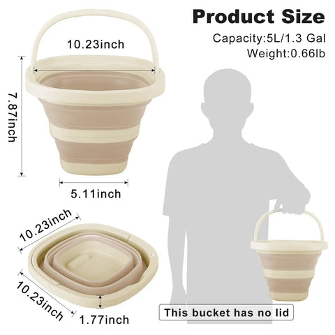 5L Collapsible Bucket With Durable Handle For Car Washes And Window Cleaning Grab And Go Water Pot For Pets And Outdoor Tasks